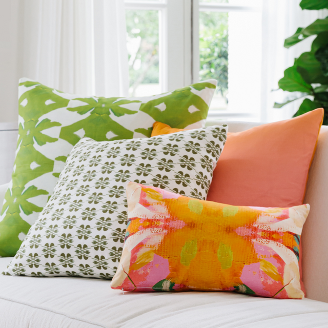 Laura Park Designs Flower Child Marigold 22" x 22" Throw Pillow-1
