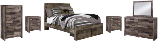 Benchcraft® Derekson 6-Piece Multi Gray Full Panel Storage Bed Set