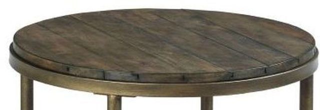 Hammary® Leone Weathered Barn Round End Table with Antique Brass Base-1