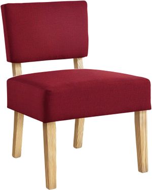Accent Chair, Armless, Living Room, Bedroom, Fabric, Wood Legs, Red, Natural, Transitional