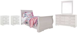 Signature Design by Ashley® Anarasia 4-Piece White Twin Sleigh Bed Set