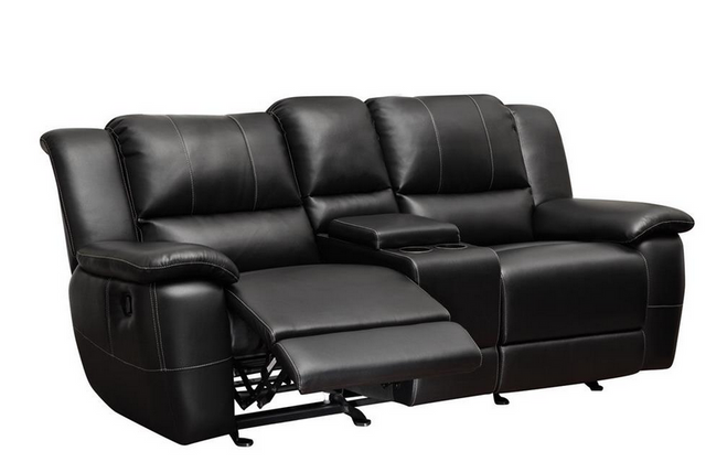 Coaster® Lee Black Reclining Glider Loveseat with Console 1