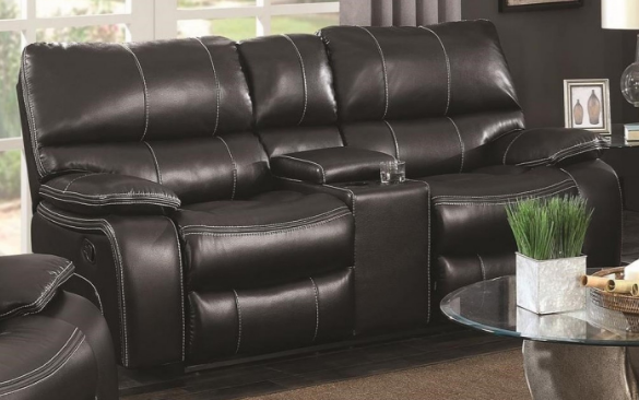 Coaster® Willemse Black Reclining Motion Loveseat with Console