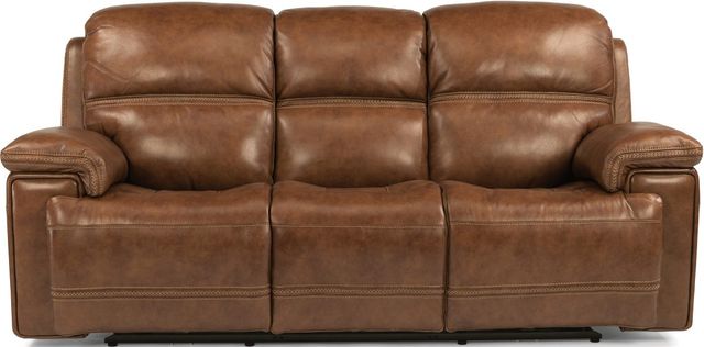 Flexsteel® Fenwick Brown Leather Power Reclining Sofa with Power Headrests-1
