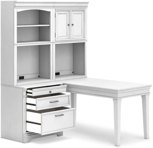 Signature Design by Ashley® Kanwyn 4-Piece Whitewash Office Desk Set 1