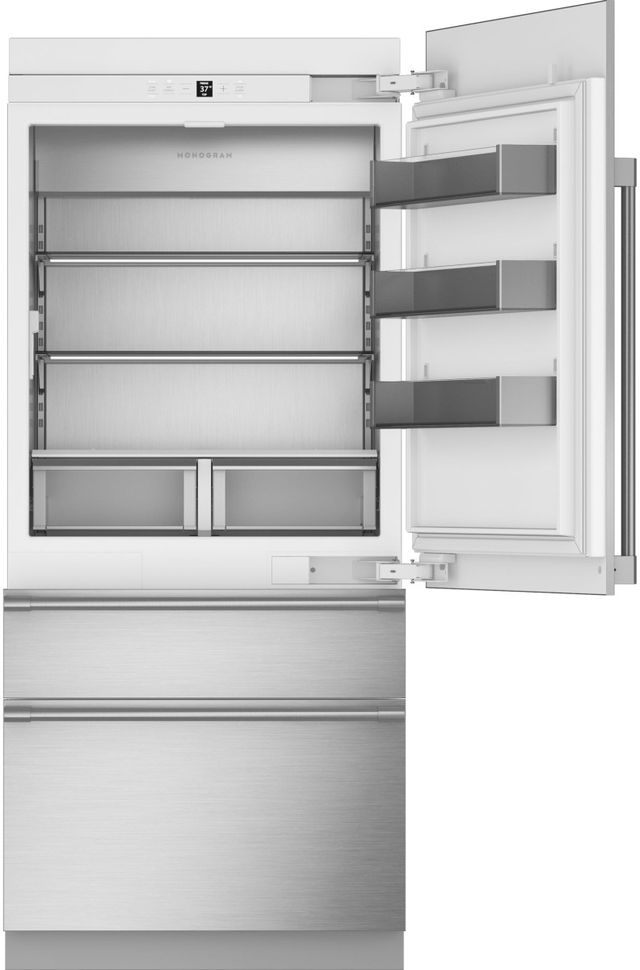 Monogram® 20.2 Cu. Ft. Stainless Steel Counter Depth Bottom Freezer Refrigerator-2
