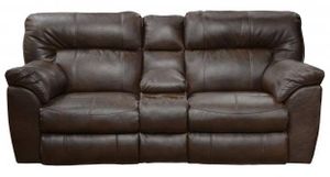 Catnapper® Nolan Godiva  Power Reclining Extra Wide Console Loveseat with Storage and Cupholders