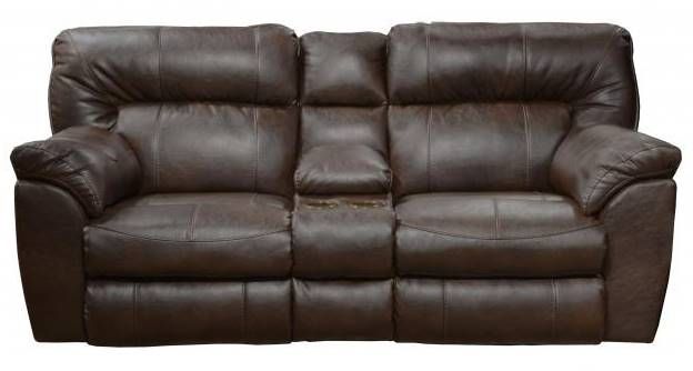 Catnapper® Nolan Godiva  Power Reclining Extra Wide Console Loveseat with Storage and Cupholders 0