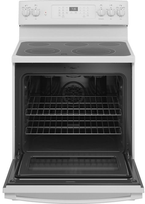 GE® 30" White Free Standing Electric Convection Range-1