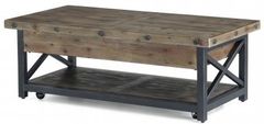 Flexsteel® Carpenter Black/Light Brown Rectangular Lift-Top Coffee Table with Casters