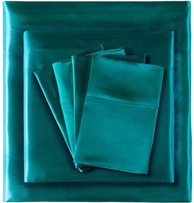 Madison Park Satin 6 Piece Sheet Set Teal Queen