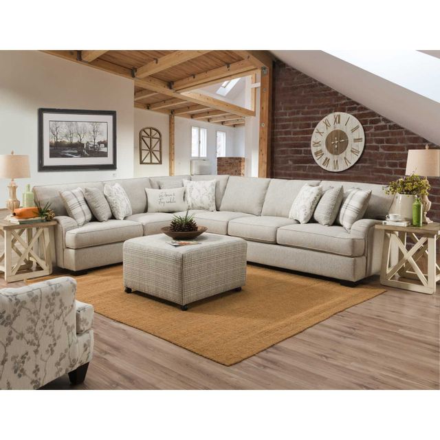 Corinthian Furniture Modern Farmhouse 3-Piece Sectional with LAF Corner Sofa-1