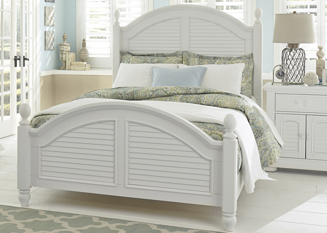 Liberty Furniture Summer House l Bedroom King Poster Bed, Dresser, Mirror, Chest and Night Stand Collection 1