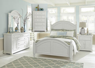 Liberty Furniture Summer House l Bedroom King Poster Bed, Dresser, Mirror, Chest and Night Stand Collection