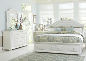 Liberty Summer House l 3-Piece Oyster White Queen Storage Bedroom Set