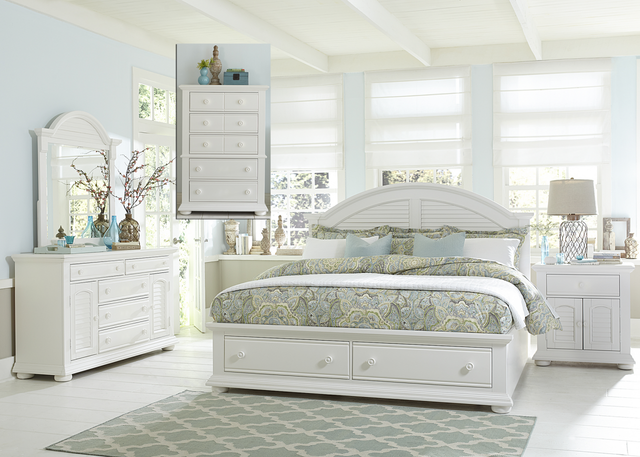 Liberty Furniture Summer House l 5 Piece Oyster White Queen Storage Bedroom Set