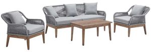 Progressive® Furniture Morning Glory 4-Piece Natural Wash/Sky Blue Outdoor Seating Set