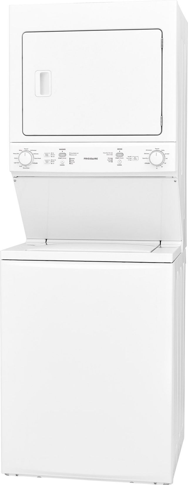 Frigidaire® 3.9 Cu. Ft. Washer, 5.5 Cu. Ft. Dryer White Stack Laundry Center 7
