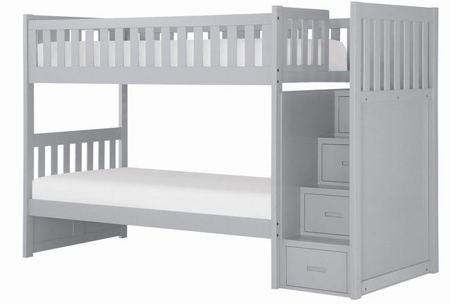 Homelegance® Orion Gray Twin/Twin Bunk Bed With Reversible Step Storage ...