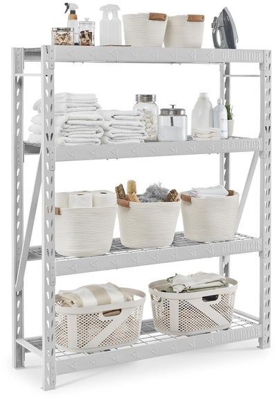 Gladiator® 60" White Wide Heavy Duty Rack with Four 18" Deep Shelves 5