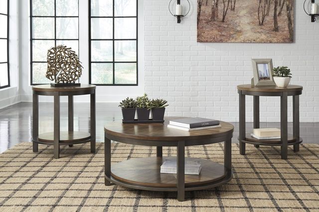 Signature Design by Ashley® Roybeck 3 Piece Light Brown/Bronze Occasional Table Set 3