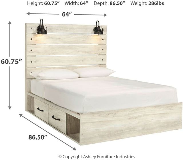 Signature Design by Ashley® Cambeck Whitewash Queen 4-Drawers Panel Storage Bed-2