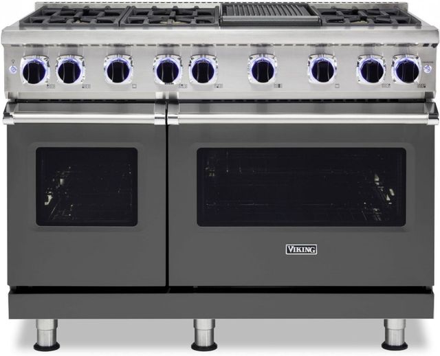Viking® 7 Series 48" Damascus Grey Pro Style Natural Gas Range with 12" Reversible Griddle