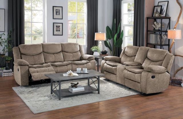 Homelegance Bastrop Brown Fabric Double Reclining Sofa 4