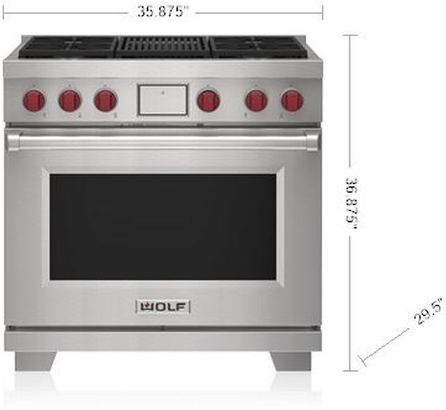 Wolf® 36" Stainless Steel Freestanding Dual Fuel Natural Gas Range-1