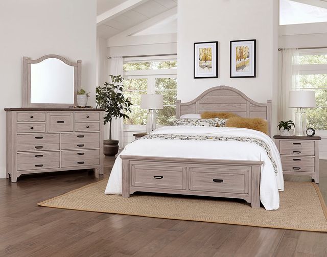 Vaughan-Bassett Bungalow Dover Grey King Arch Bed with Footboard Storage 3
