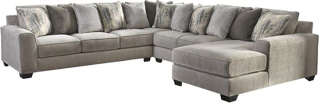 Benchcraft® Ardsley 5-Piece Pewter Sectional with Chaise