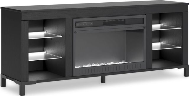 Signature Design by Ashley® Cayberry Matte Black 60" TV Stand with Electric Fireplace-1