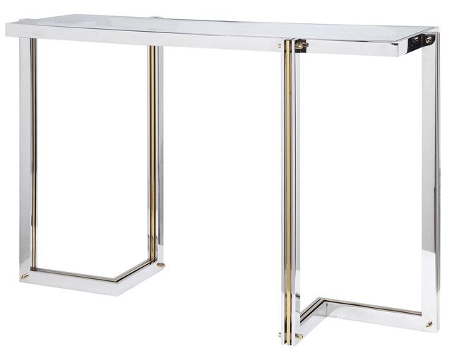 Uttermost® Locke Polished Nickel Console Table with Glass Top and Polished Gold Accents-0