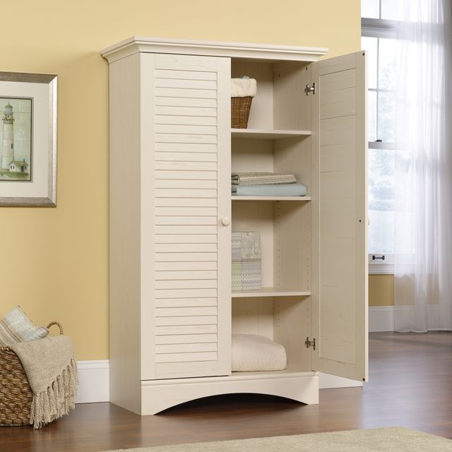 Sauder® Harbor View® Antiqued White® Cabinet-2