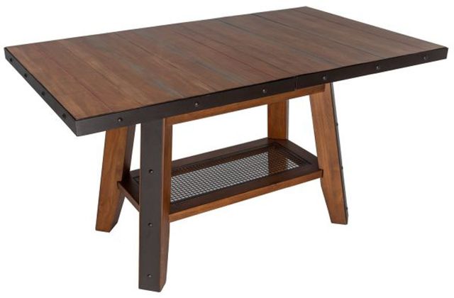 counter height rustic wood dining table