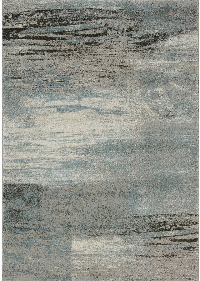 Tapis de 3,11 x 5,7" Breeze, blanc, gris, bleu, Kalora Interiors®