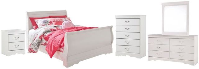 Signature Design by Ashley® Anarasia 5 Piece White Full Sleigh Bed Set-0