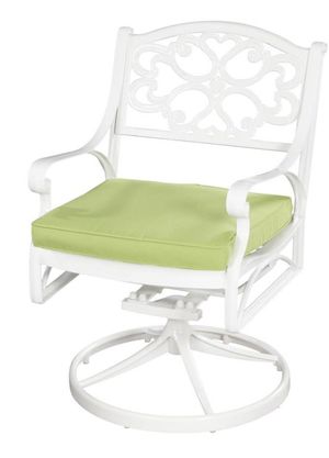 homestyles® Sanibel White Outdoor Swivel Rocking Chair with Cushion