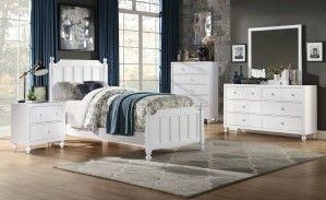 Mazin Furniture Wellsummer 4 Piece White Twin Bedroom Set 9