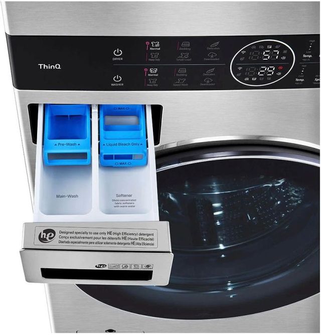 LG Studio WashTower™ 5.0 Cu. Ft. Washer, 7.4 Cu. Ft. Dryer Noble Steel Stack Laundry 7