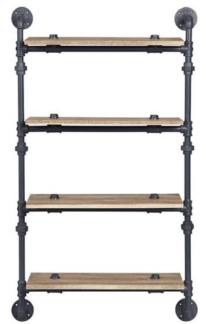 ACME Furniture Brantley Oak/Sandy Black Wall Rack with Four Shelves