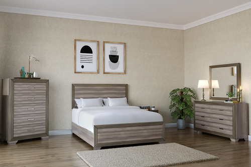 Bernards Asheville Weathered Driftwood 3 Piece Queen Panel Bedroom Set