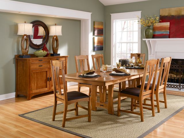 A-America® Cattail Bungalow Amber Trestle Dining Table 1