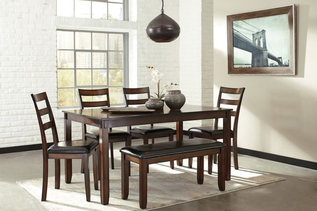 Ensemble de table hauteur comptoir rectangulaire 6 morceaux Coviar en tissu noir/brun Signature Design by Ashley® 2
