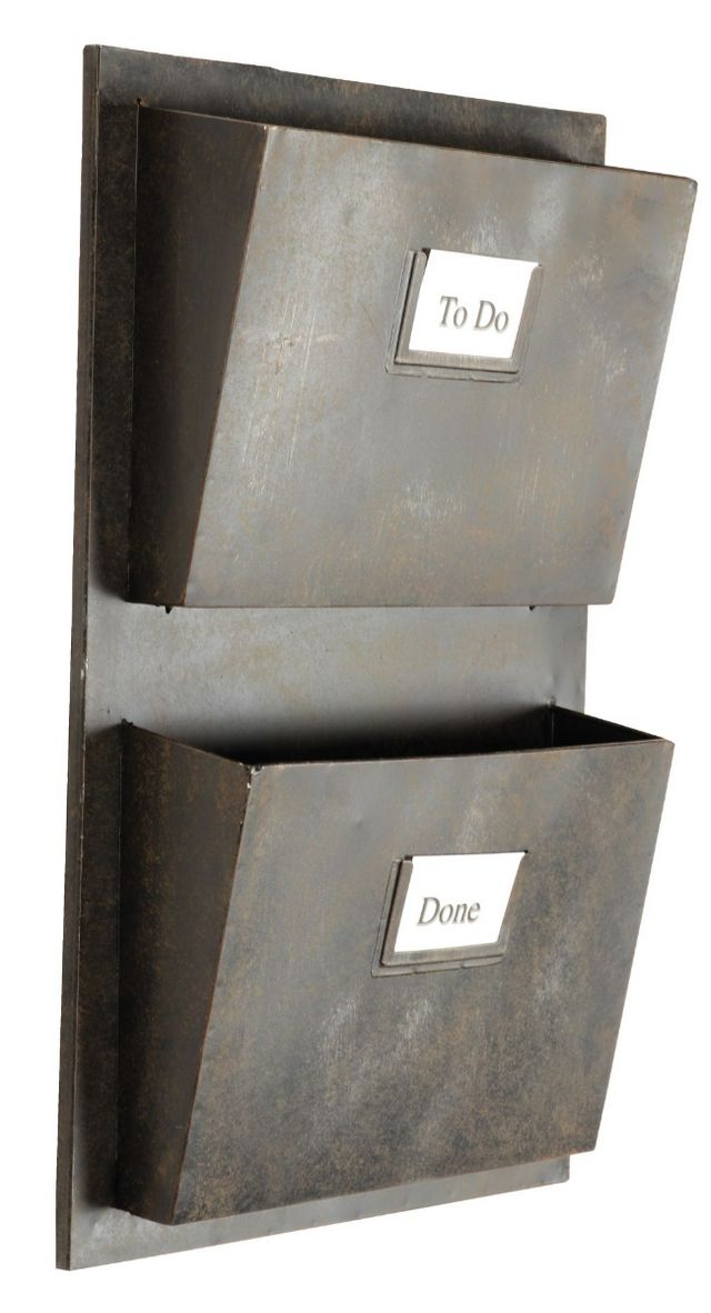 Linon Industrial Gray Two Slot Mailbox-1