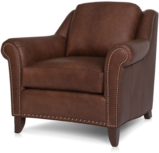 Smith Brothers 249 Collection Brown Leather Stationary Chair
