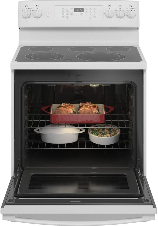 GE® 30" White Free Standing Electric Convection Range-2