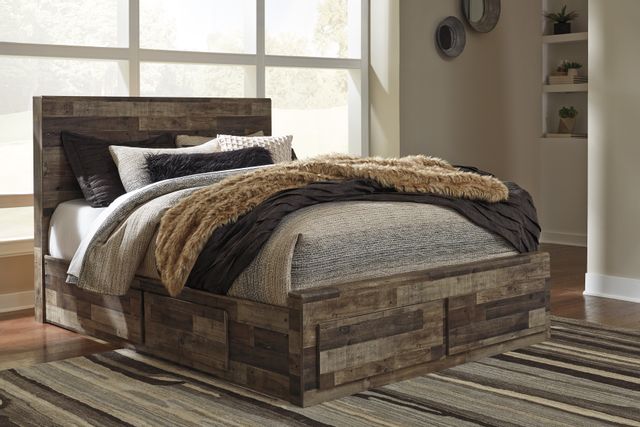 Benchcraft® Derekson Multi Gray King Panel Bed with 4 Storage Drawers 1