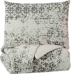 Signature Design by Ashley® Addey Charcoal/Bone Queen Comforter Set