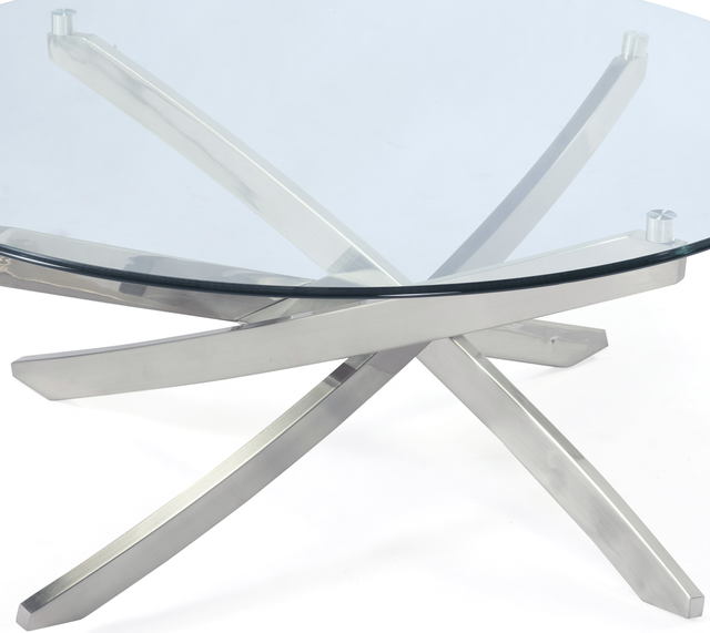 Magnussen® Home Zila Brushed Nickel and Glass Round Cocktail Table 2